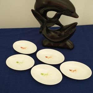 ASIAN ERA Hand Painted Bone China    5 TINY Plates EUC